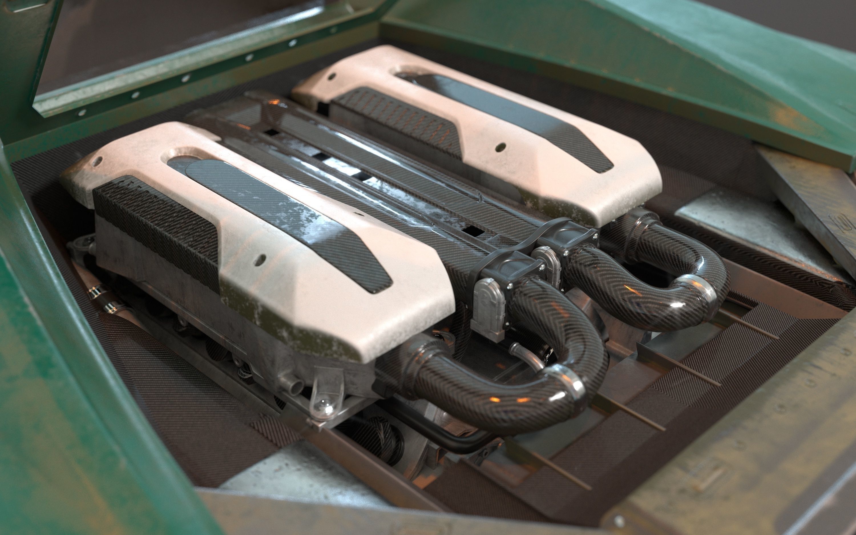 Cyberpunk car concept Low-poly 3D model_8