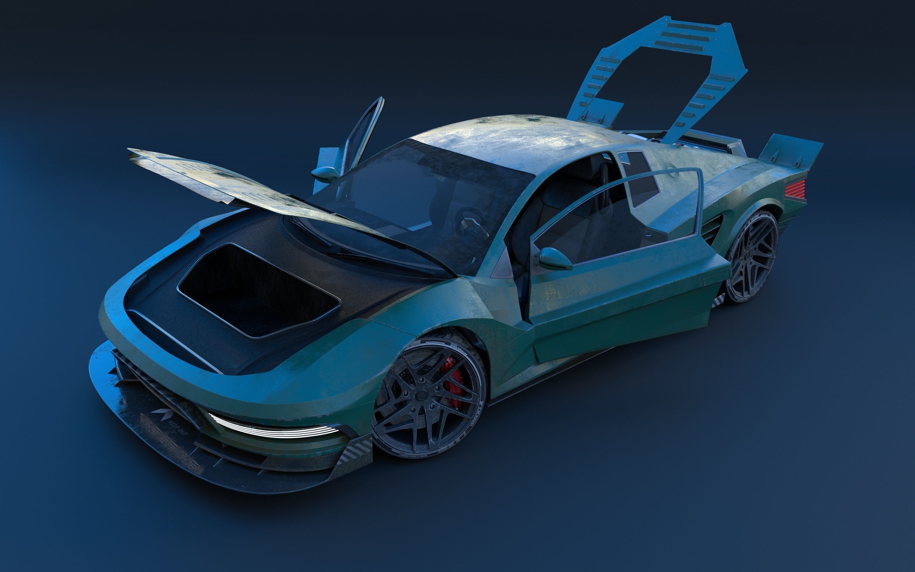 Cyberpunk car concept Low-poly 3D model_4