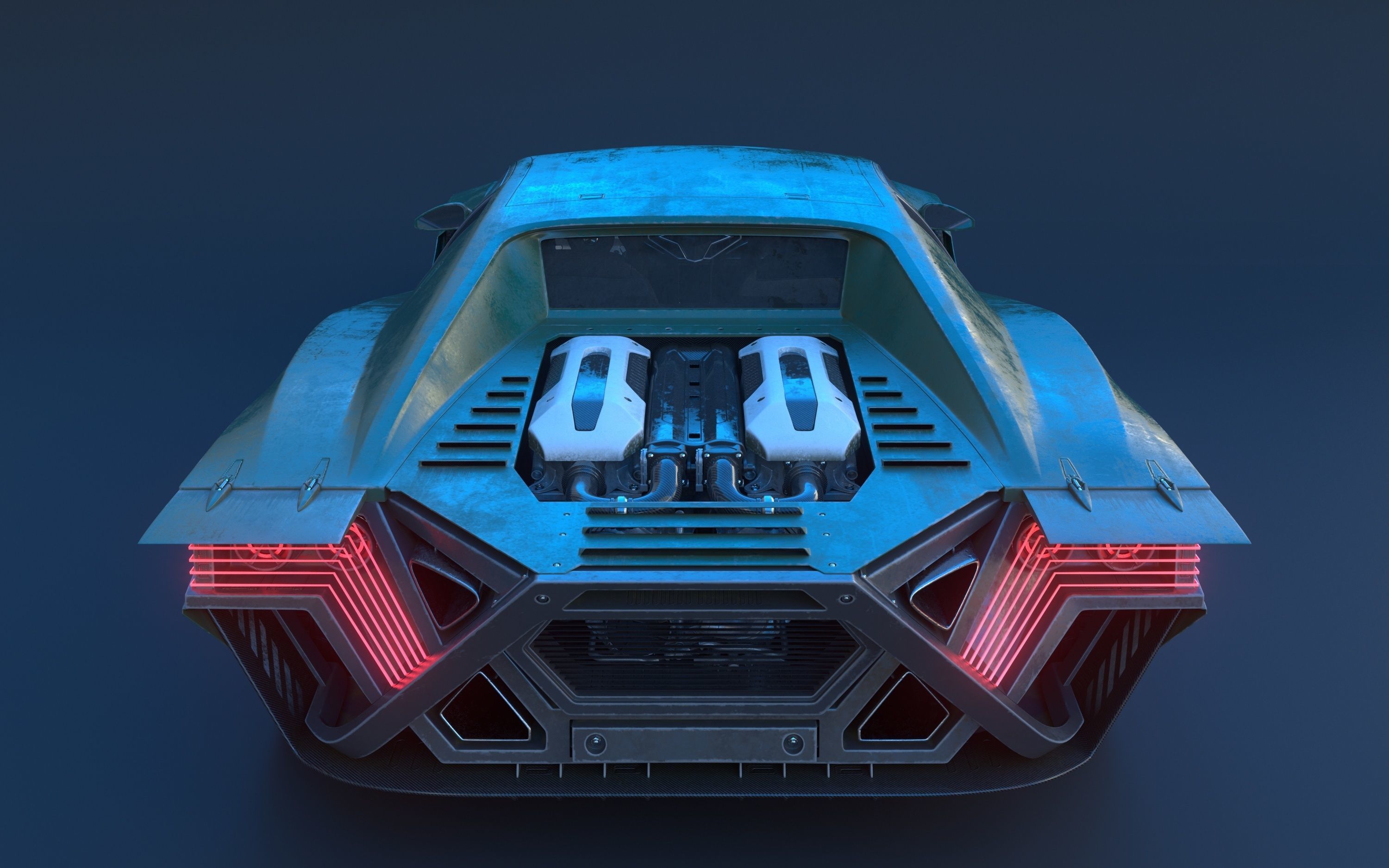 Cyberpunk car concept Low-poly 3D model_12