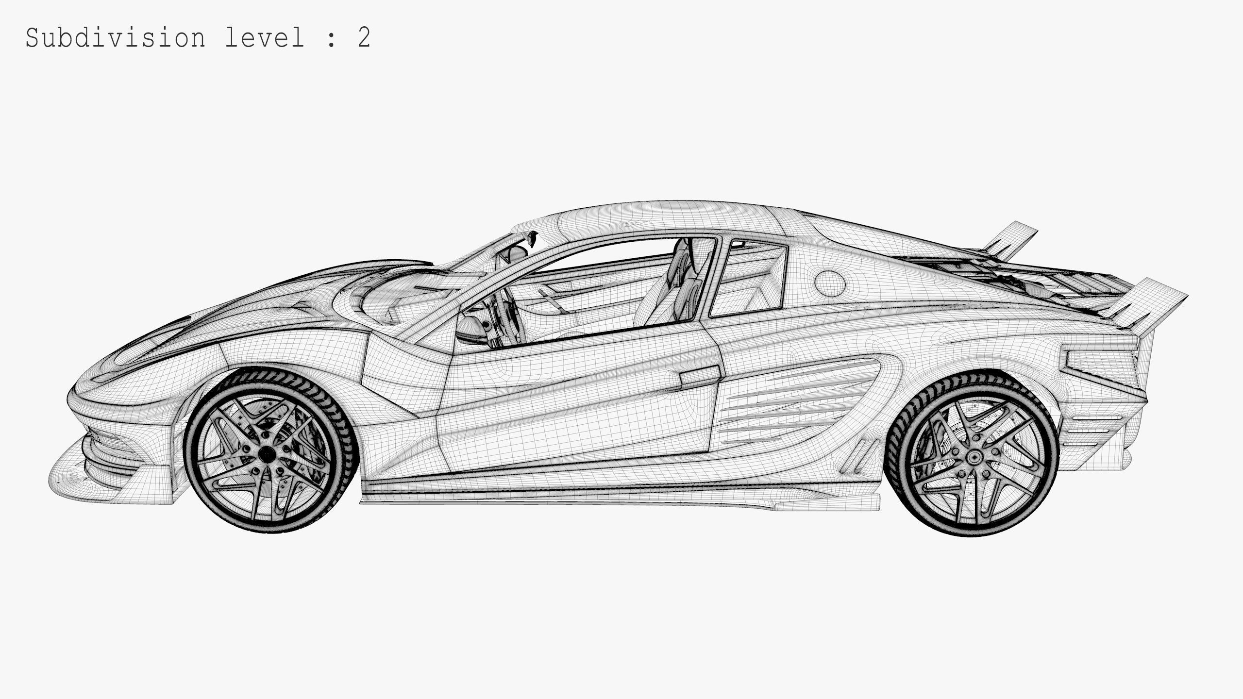 Cyberpunk car concept Low-poly 3D model_30