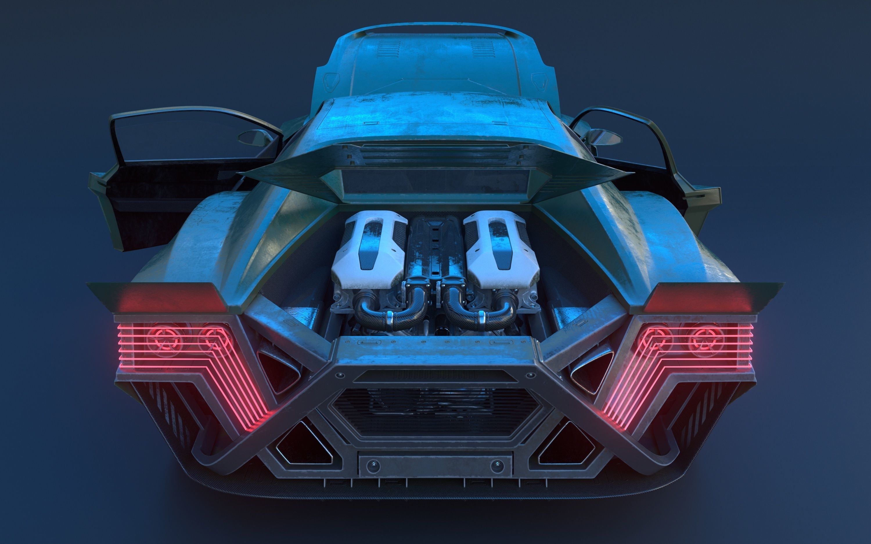 Cyberpunk car concept Low-poly 3D model_11