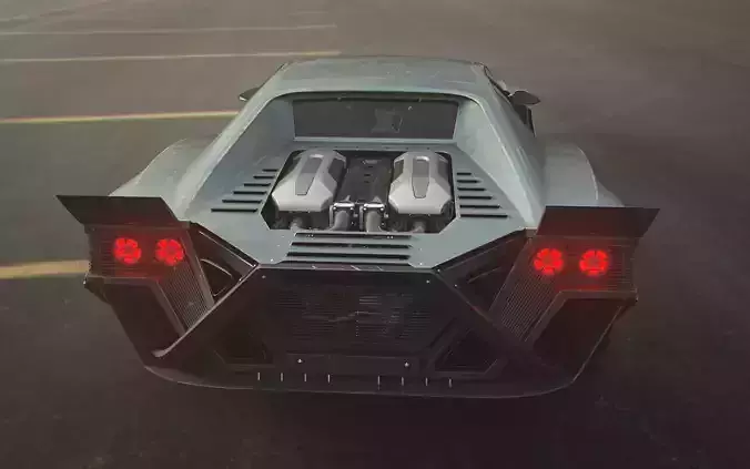 Cyberpunk car concept Low-poly 3D model