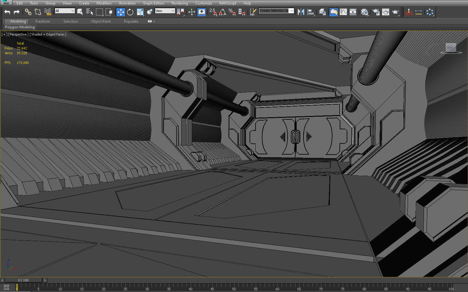 SCI FI INTERIOR SCENE SPACE SHIP CORRIDOR Low-poly 3D model_8