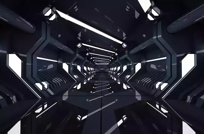 SCI FI INTERIOR SCENE SPACE SHIP CORRIDOR