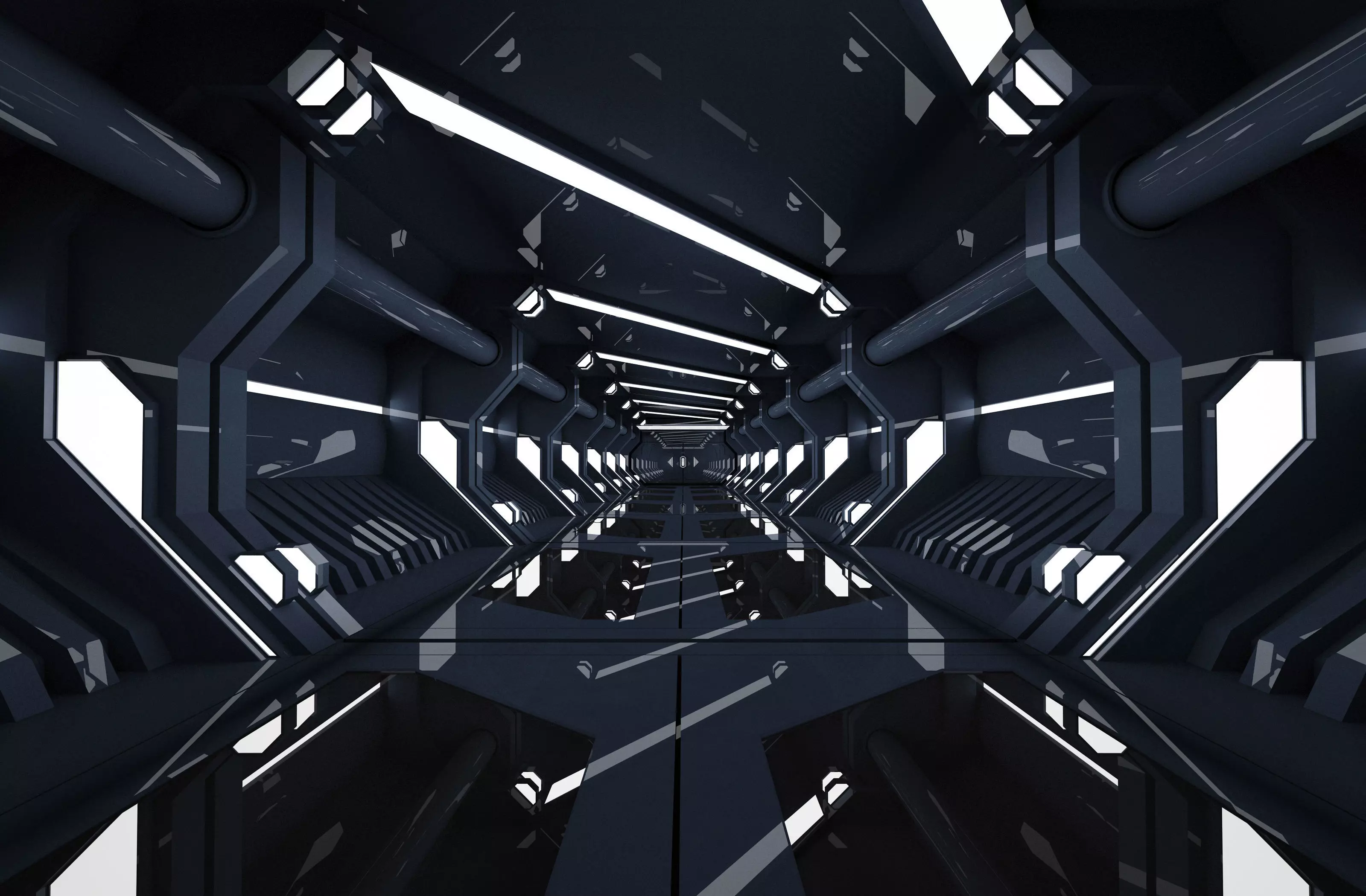 SCI FI INTERIOR SCENE SPACE SHIP CORRIDOR Low-poly 3D model_0
