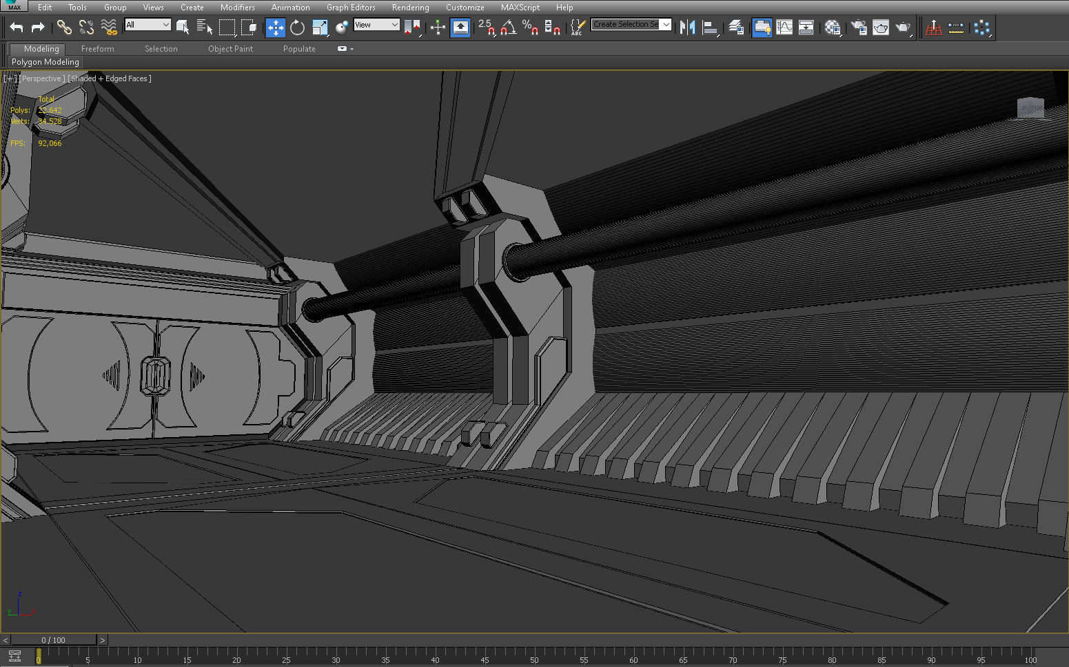 SCI FI INTERIOR SCENE SPACE SHIP CORRIDOR Low-poly 3D model_6