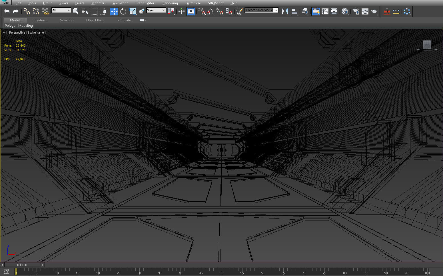 SCI FI INTERIOR SCENE SPACE SHIP CORRIDOR Low-poly 3D model_4