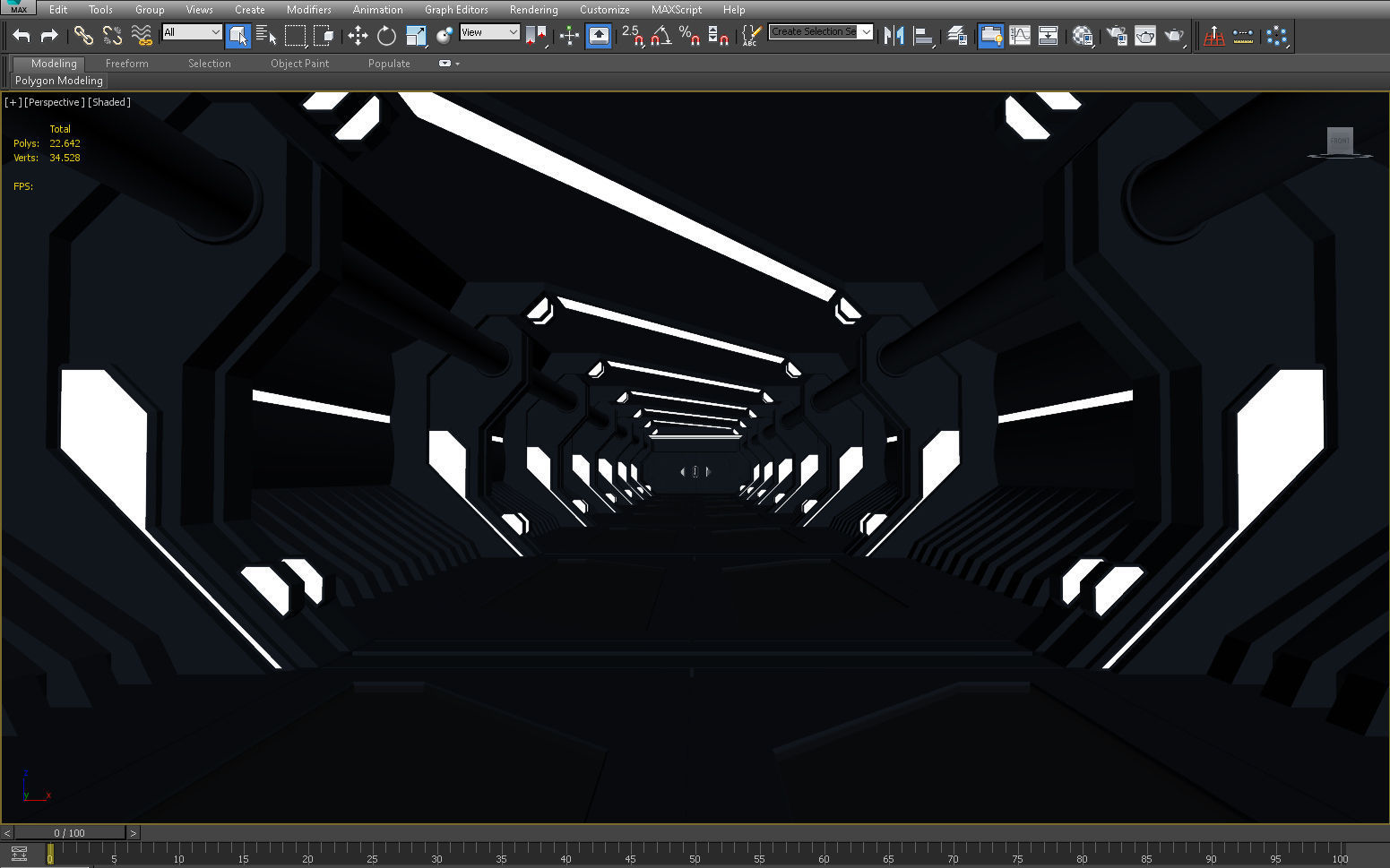 SCI FI INTERIOR SCENE SPACE SHIP CORRIDOR Low-poly 3D model_2