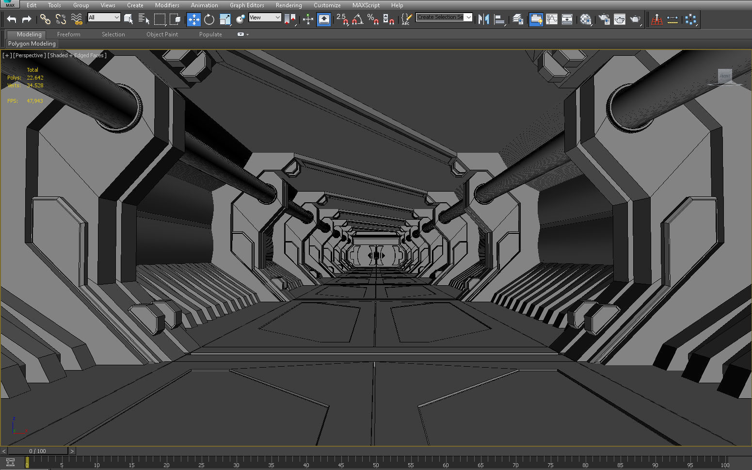 SCI FI INTERIOR SCENE SPACE SHIP CORRIDOR Low-poly 3D model_5