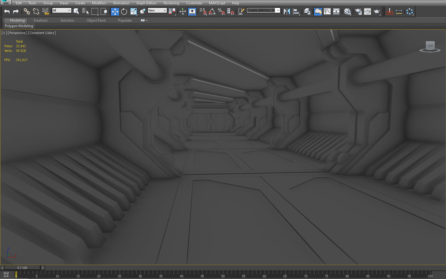 SCI FI INTERIOR SCENE SPACE SHIP CORRIDOR Low-poly 3D model_11