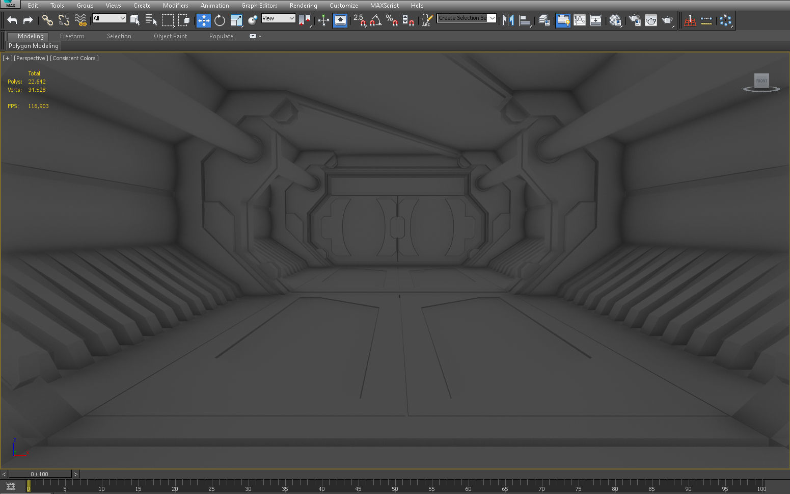 SCI FI INTERIOR SCENE SPACE SHIP CORRIDOR Low-poly 3D model_10