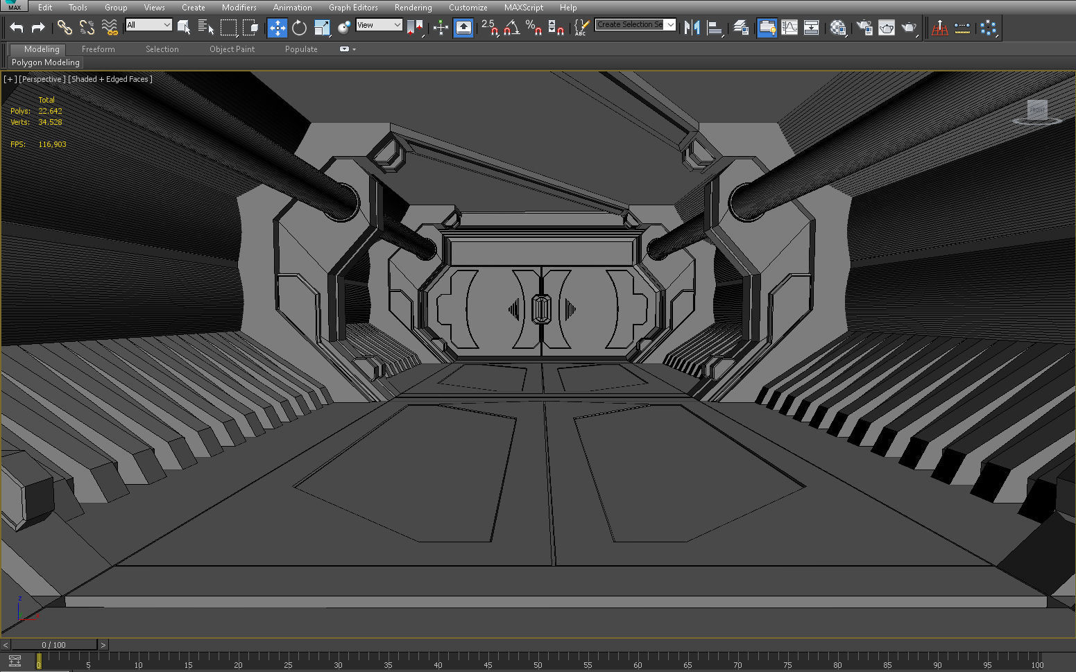 SCI FI INTERIOR SCENE SPACE SHIP CORRIDOR Low-poly 3D model_9