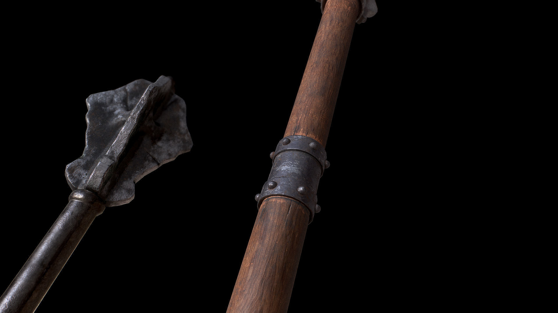 Mazze medievali Low-poly 3D model_7