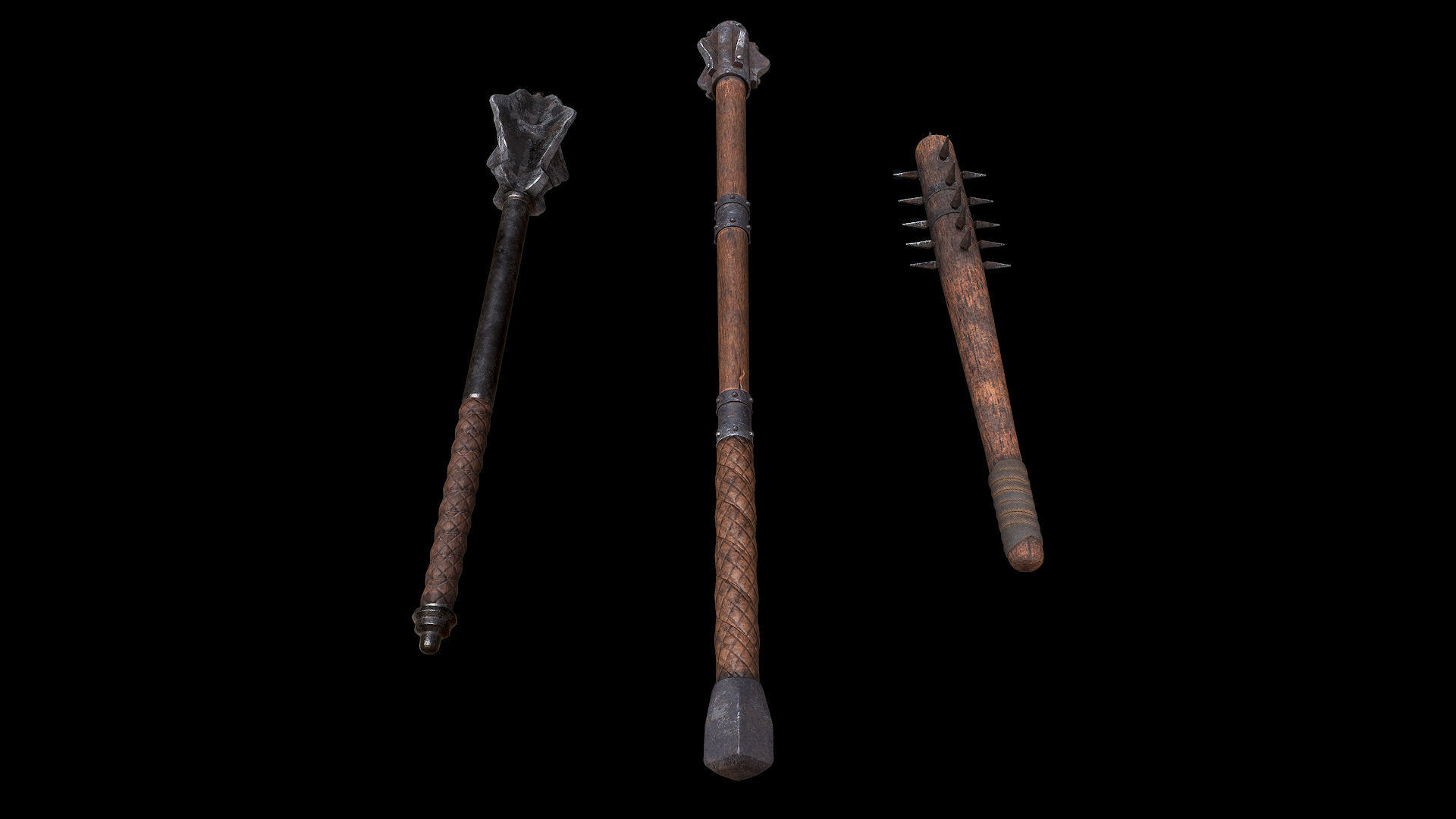 Mazze medievali Low-poly 3D model_4