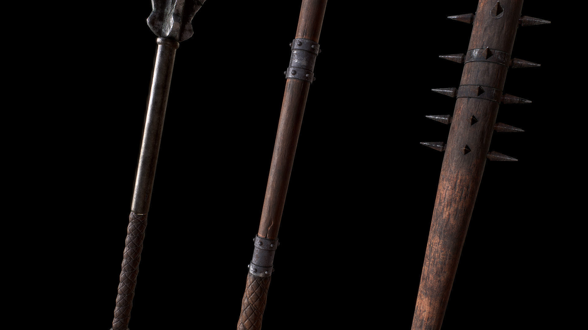 Mazze medievali Low-poly 3D model_13