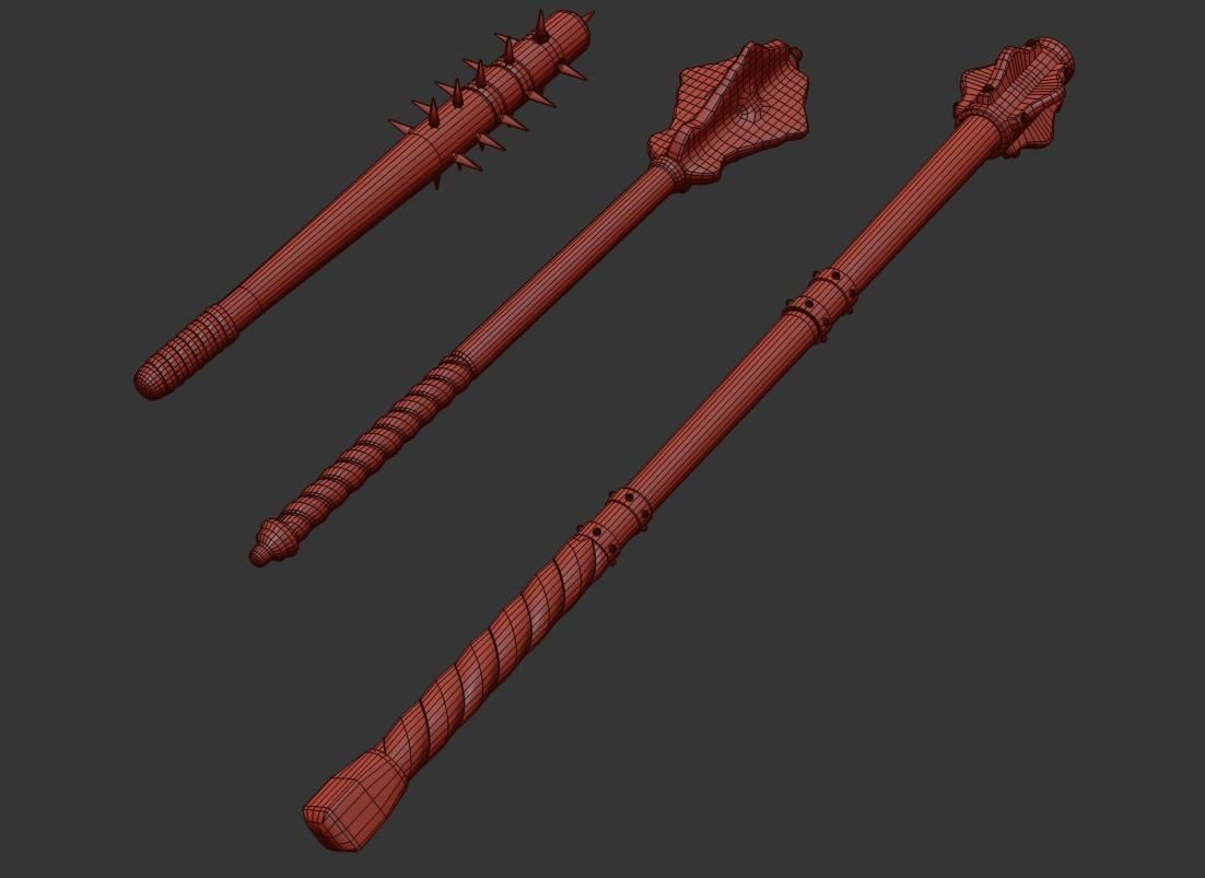 Mazze medievali Low-poly 3D model_16