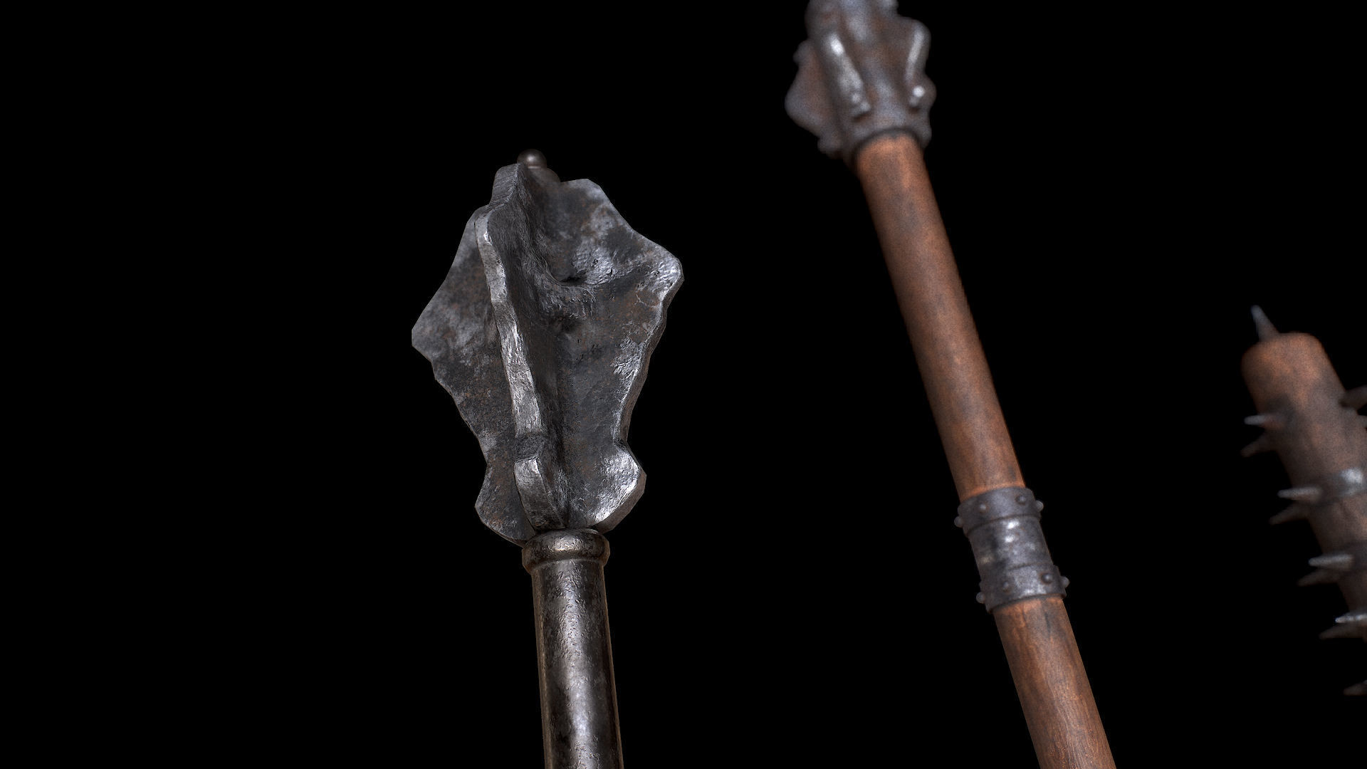 Mazze medievali Low-poly 3D model_10