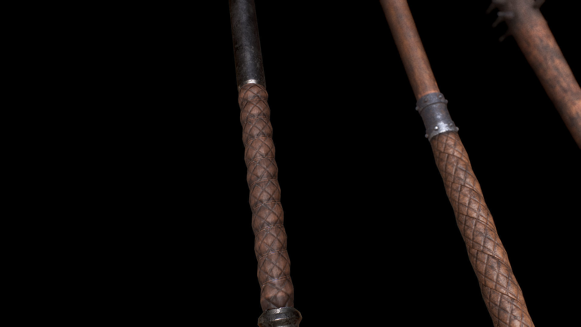 Mazze medievali Low-poly 3D model_11