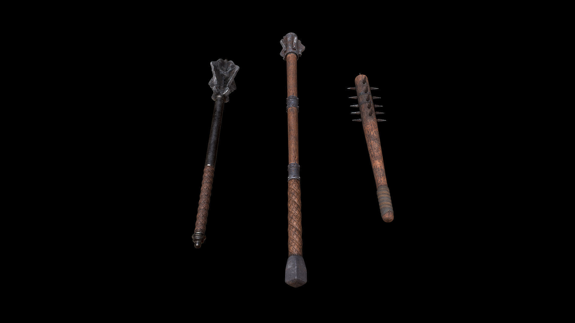 Mazze medievali Low-poly 3D model_3