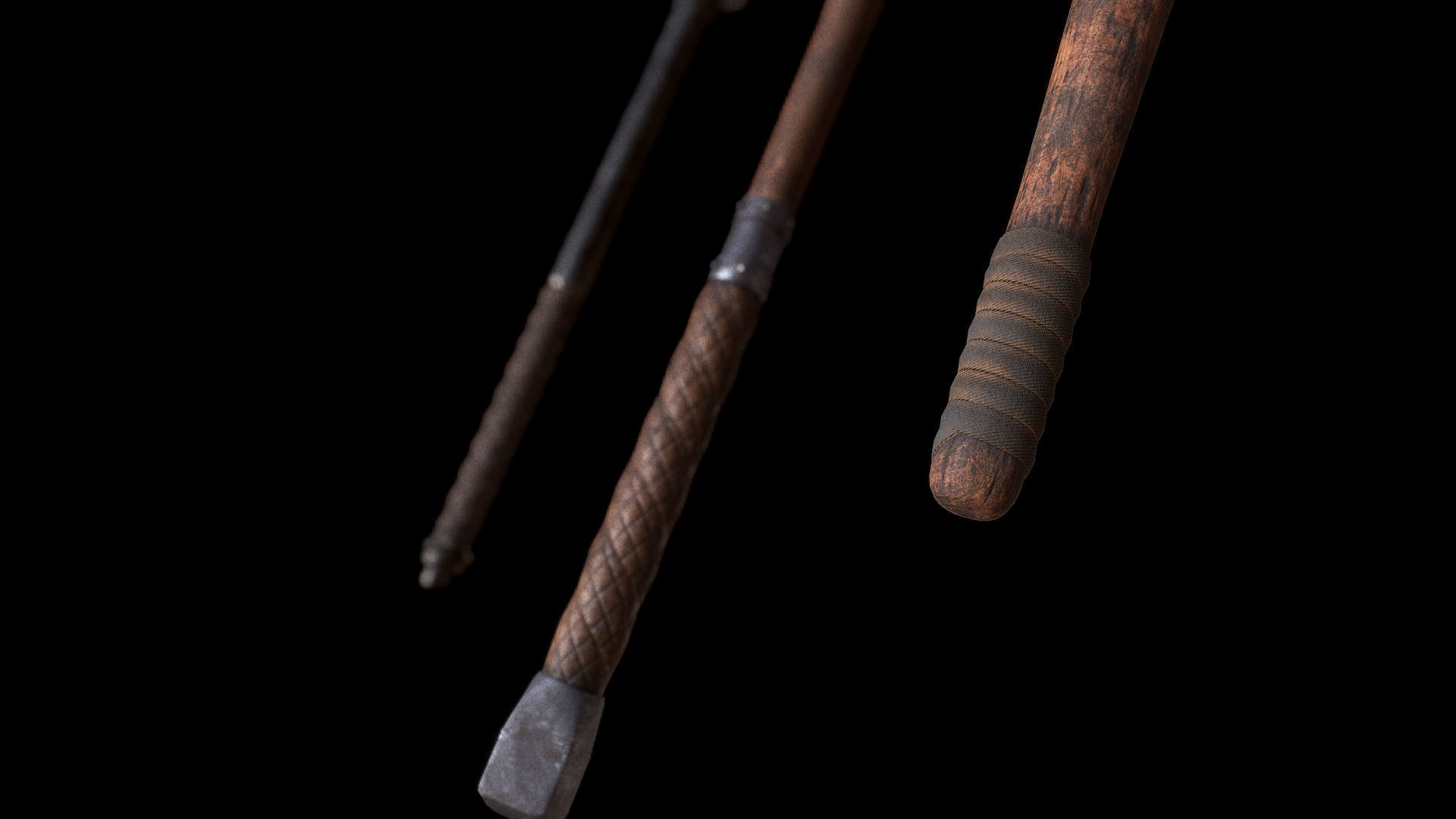 Mazze medievali Low-poly 3D model_12