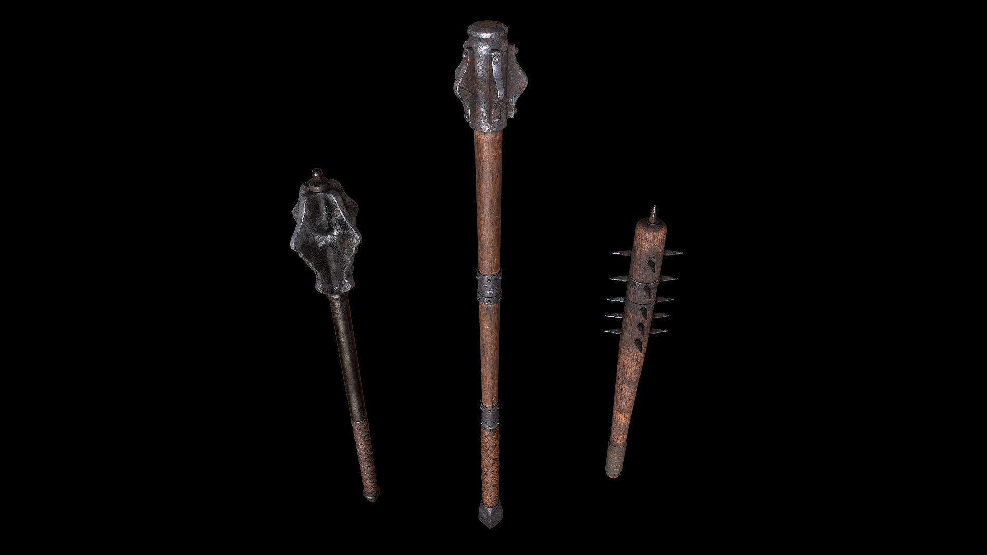 Mazze medievali Low-poly 3D model_5