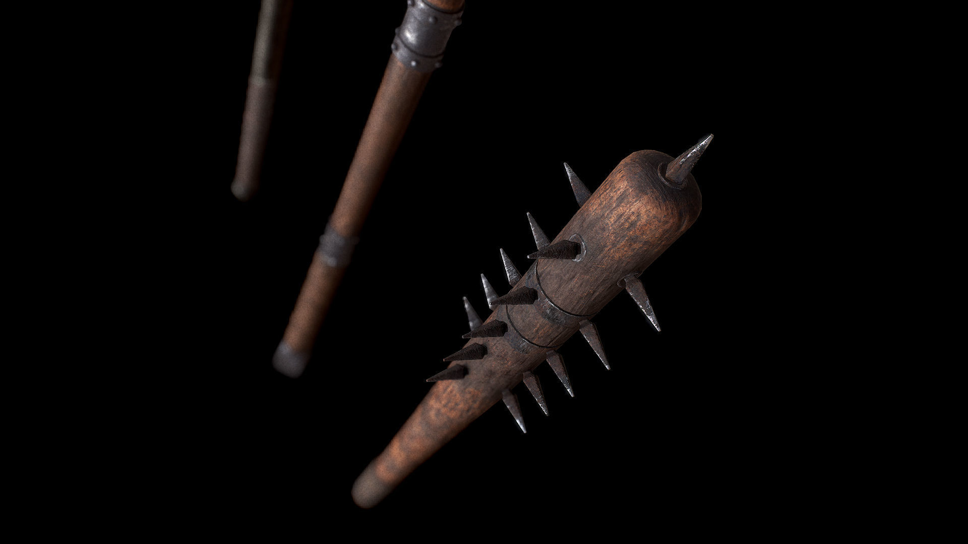 Mazze medievali Low-poly 3D model_9