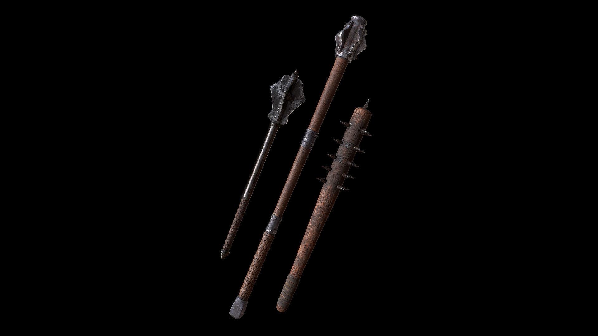 Mazze medievali Low-poly 3D model_2