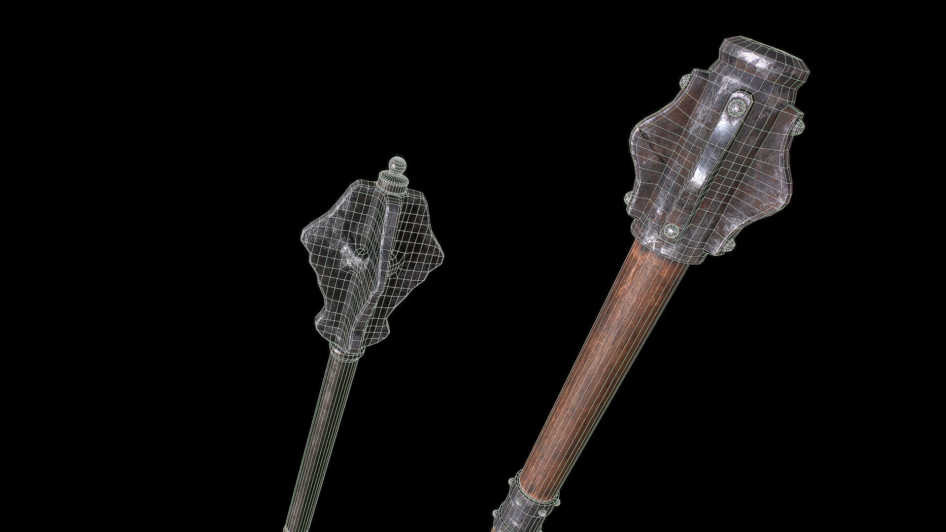 Mazze medievali Low-poly 3D model_15