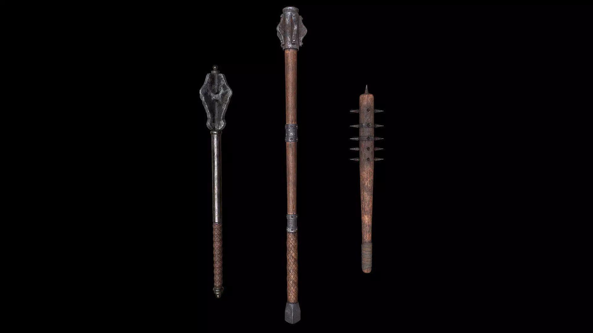 Mazze medievali Low-poly 3D model_0