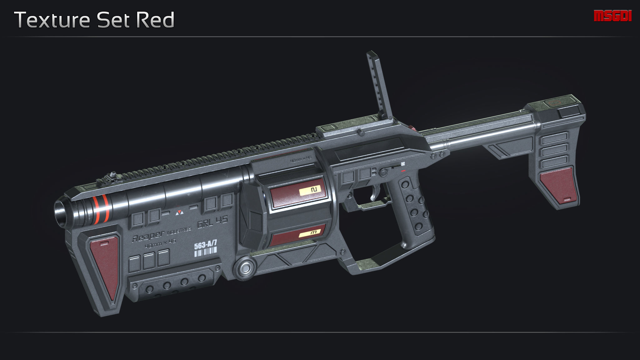 Scifi Grenade Launcher GRL 45 Low-poly 3D model_12