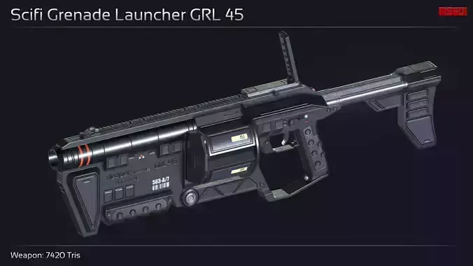 Scifi Grenade Launcher GRL 45 Low-poly 3D model