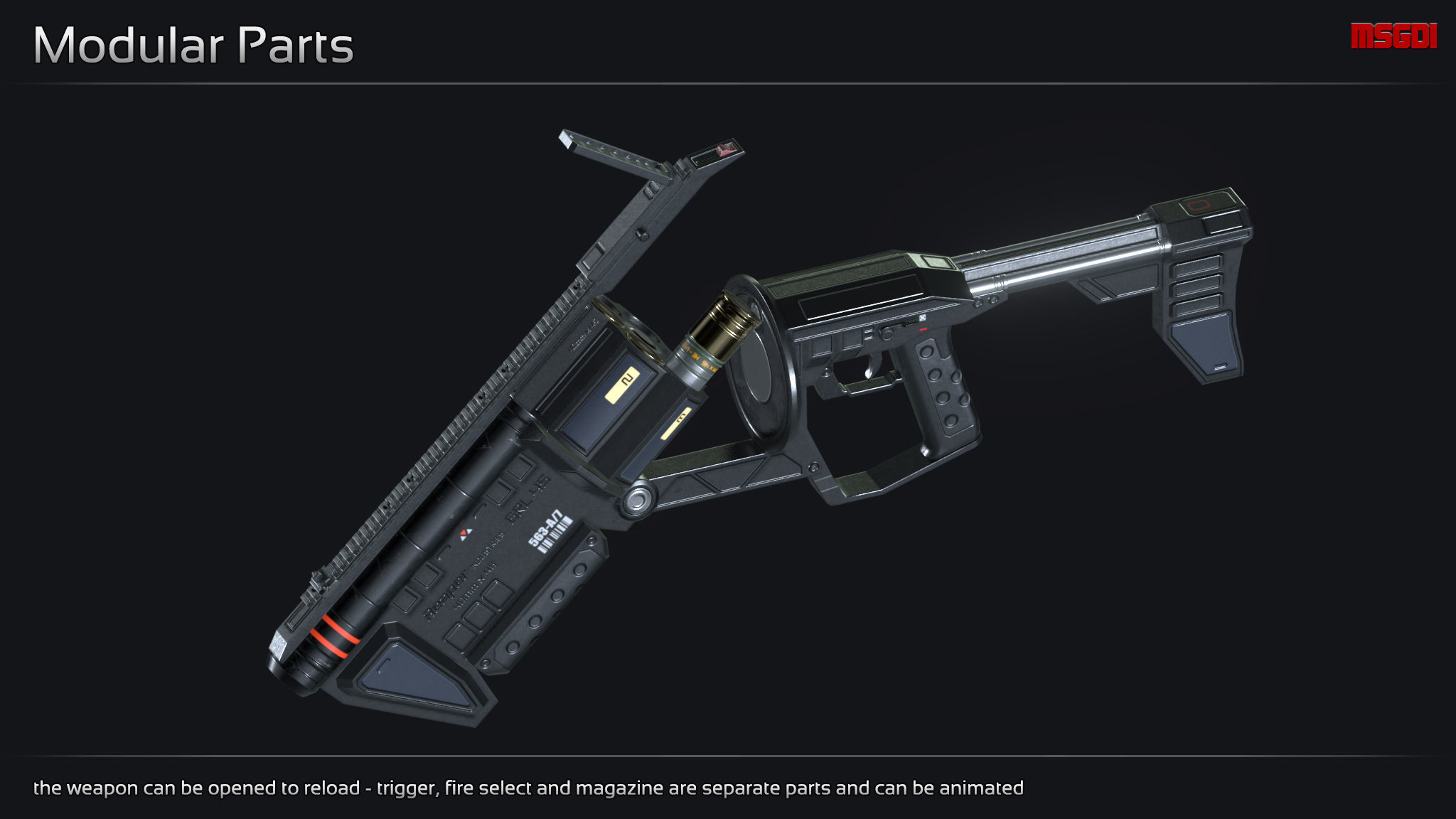 Scifi Grenade Launcher GRL 45 Low-poly 3D model_1