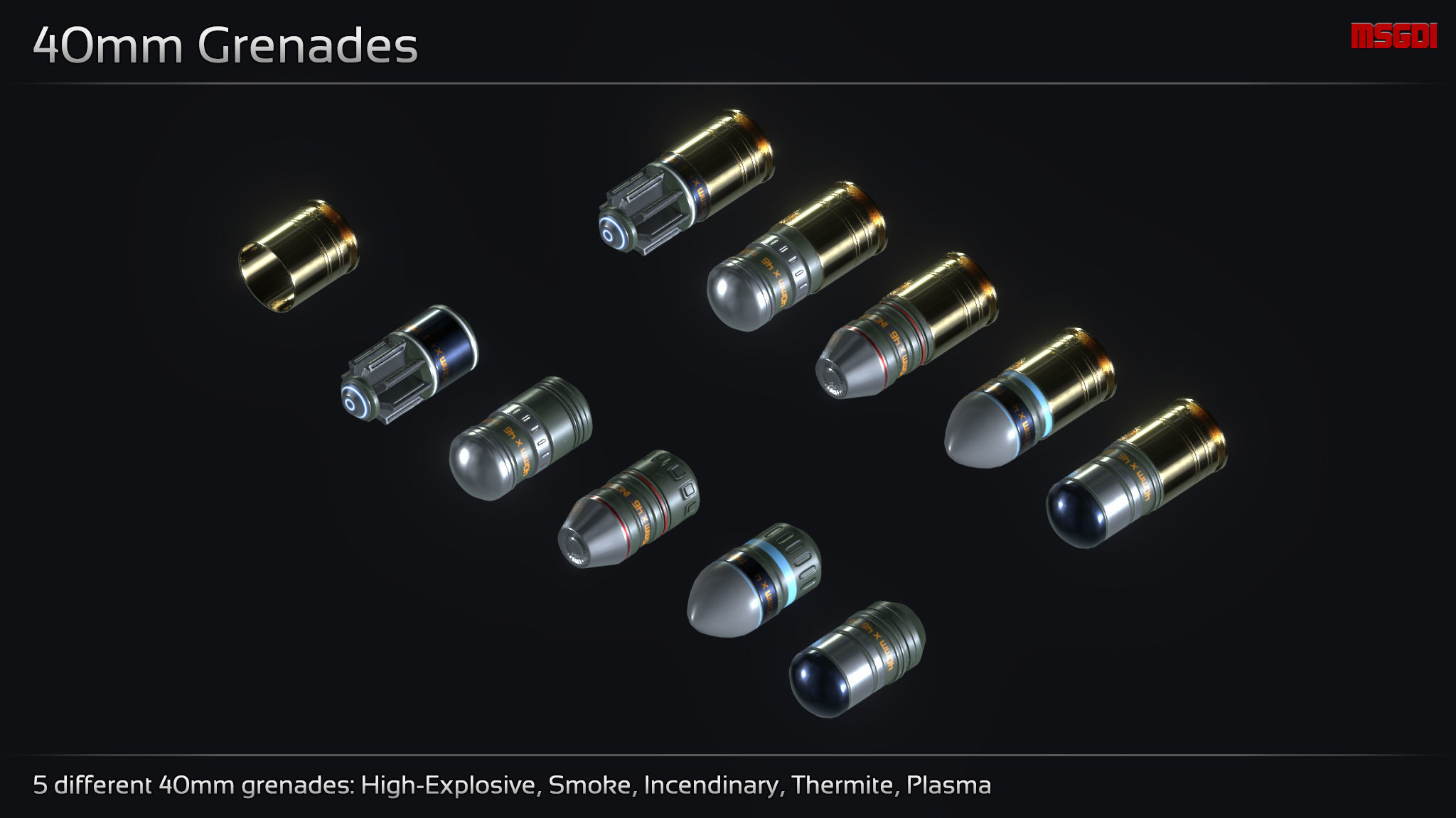 Scifi Grenade Launcher GRL 45 Low-poly 3D model_5
