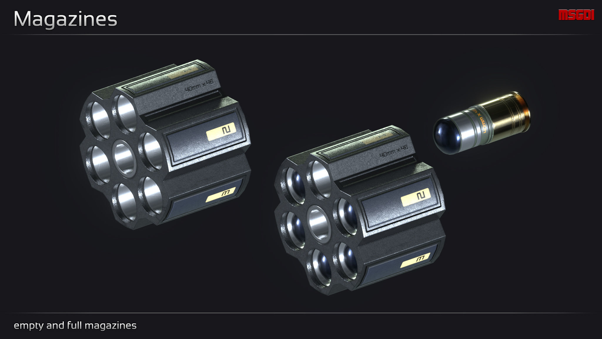 Scifi Grenade Launcher GRL 45 Low-poly 3D model_6