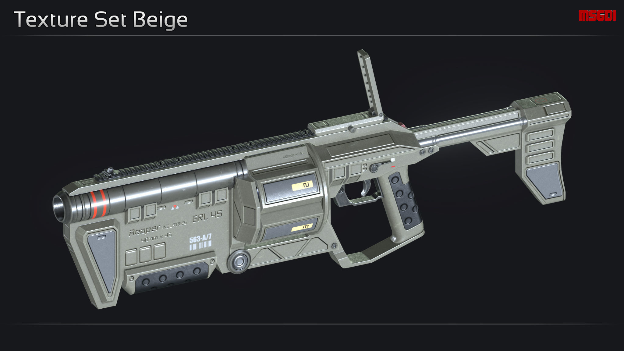 Scifi Grenade Launcher GRL 45 Low-poly 3D model_10