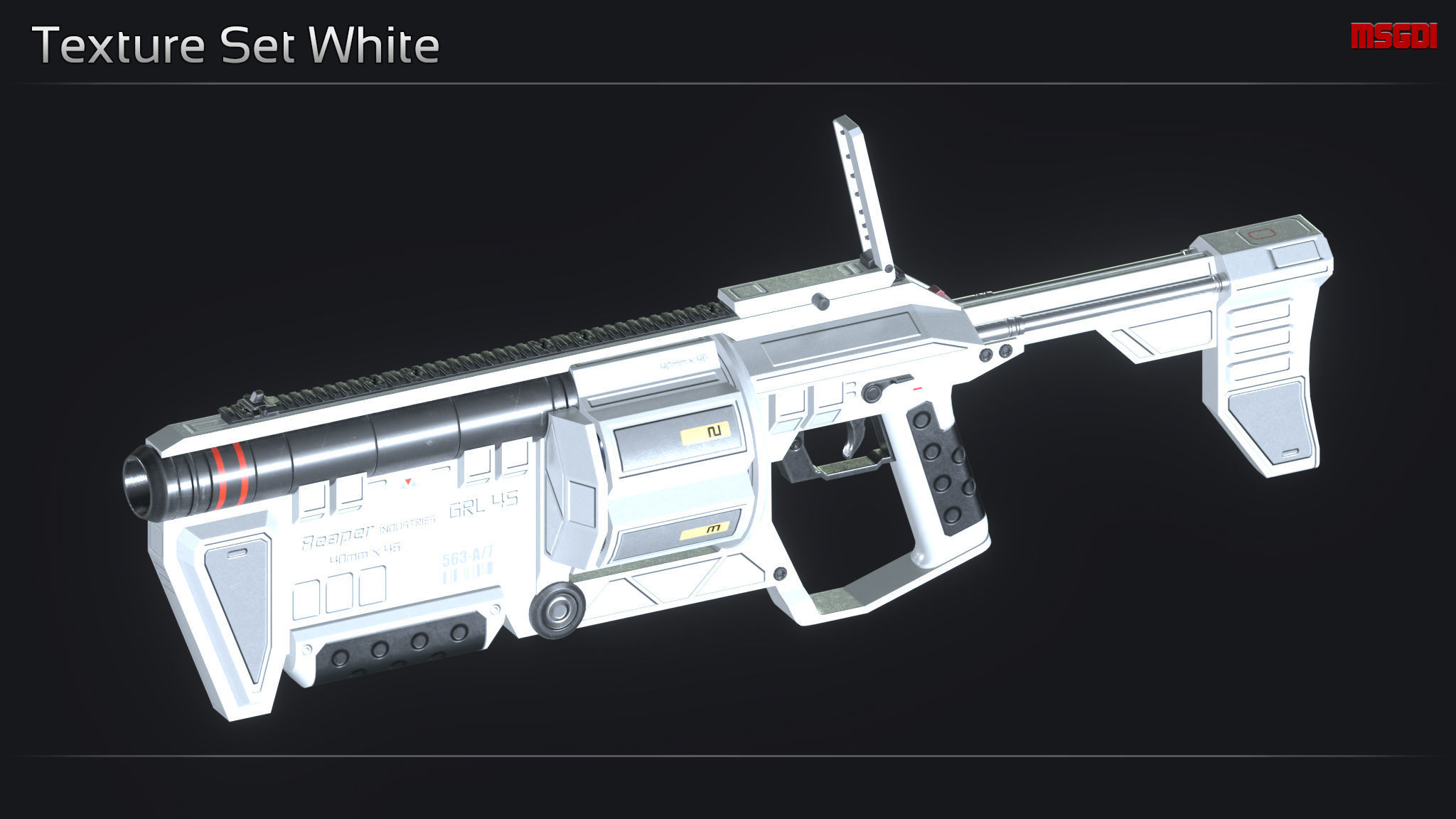 Scifi Grenade Launcher GRL 45 Low-poly 3D model_13