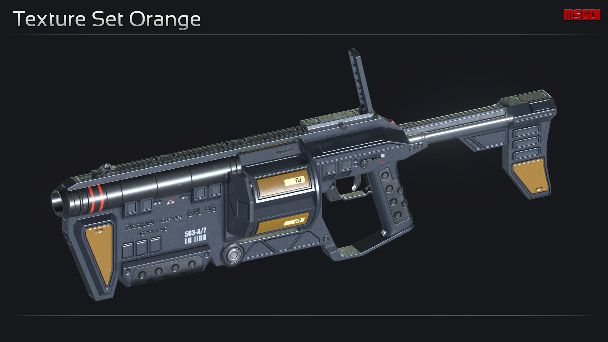 Scifi Grenade Launcher GRL 45 Low-poly 3D model_11