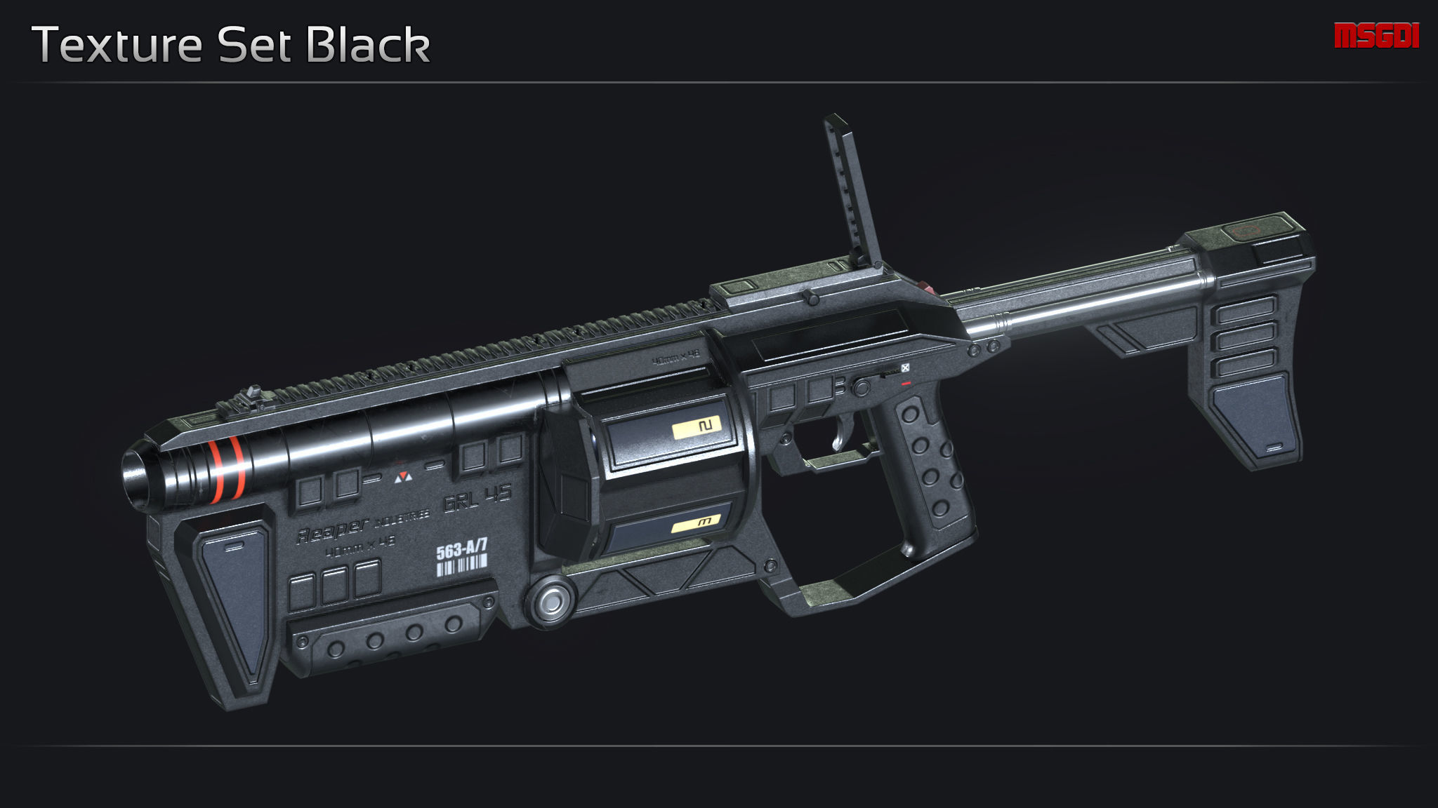 Scifi Grenade Launcher GRL 45 Low-poly 3D model_9