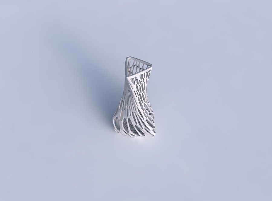 Vase twist puffy triangle with twisted organic lattice 3D print model_1