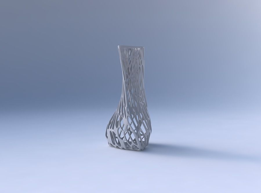 Vase twist puffy triangle with twisted organic lattice 3D print model_4