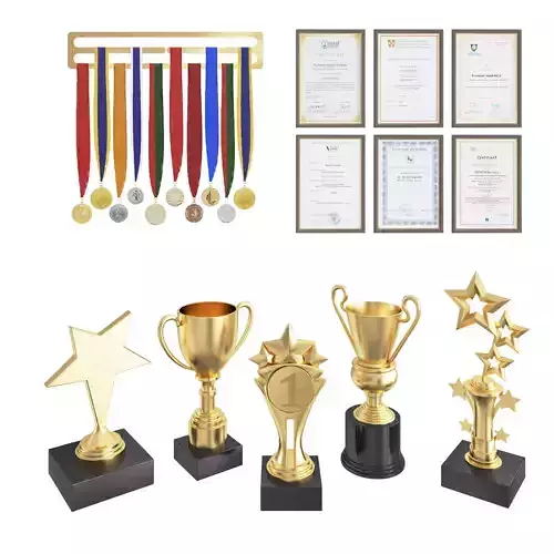 Awards set trophies and medals