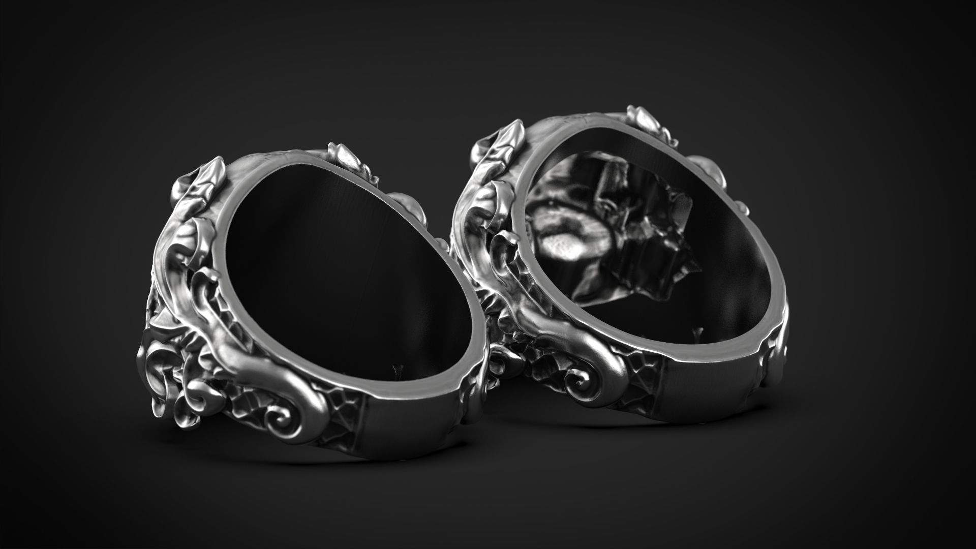 Skull Ring Vintage STL 3d model for 3d printing 3D print model_5