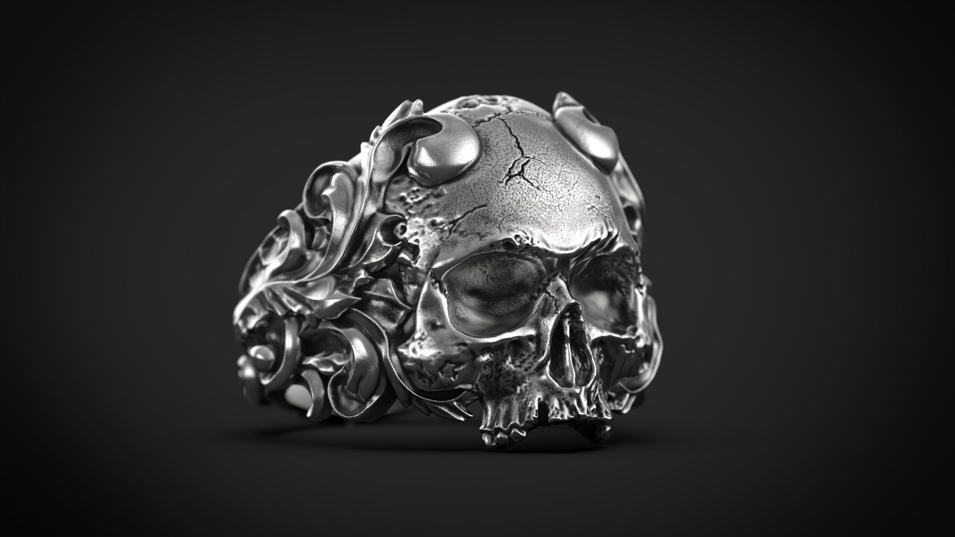 Skull Ring Vintage STL 3d model for 3d printing 3D print model_1