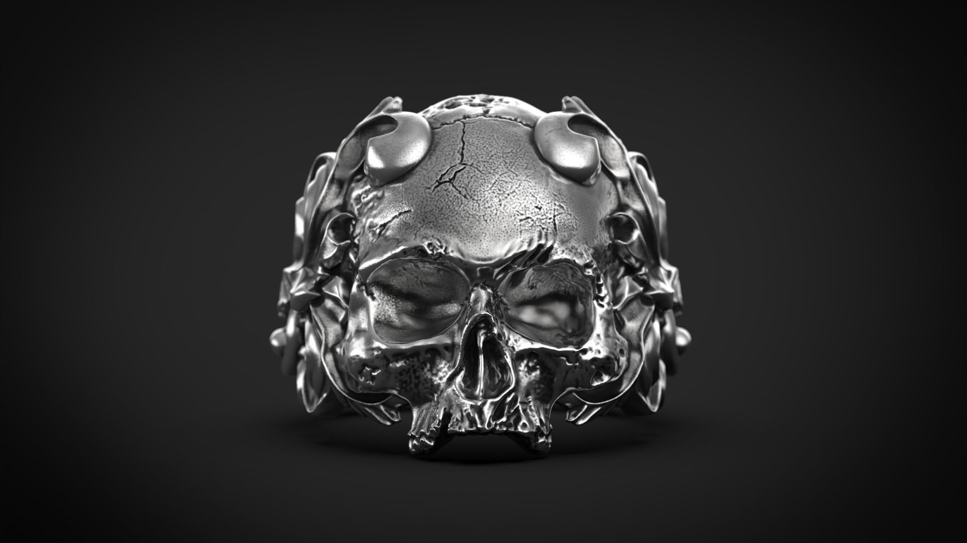 Skull Ring Vintage STL 3d model for 3d printing 3D print model_2