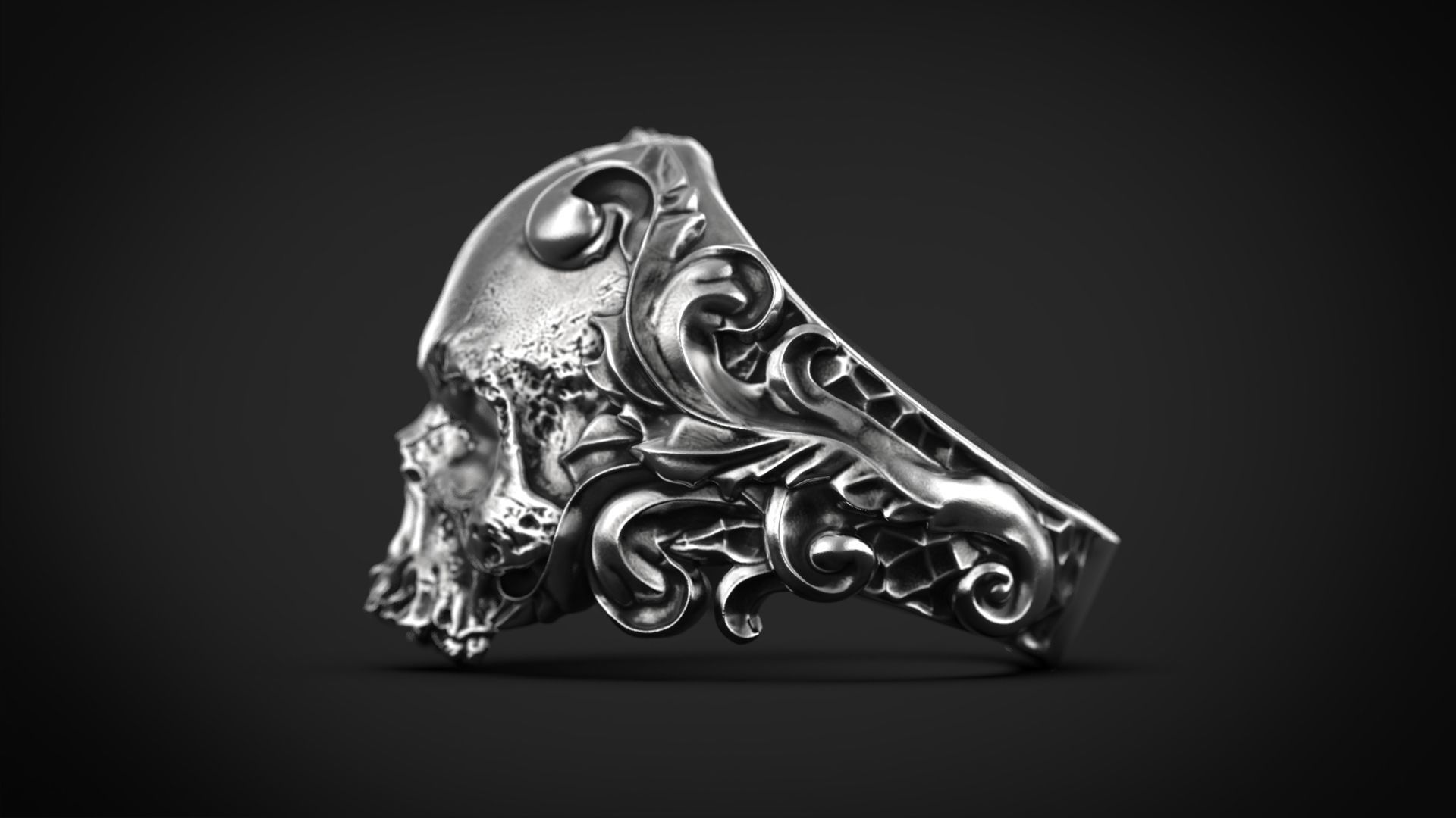 Skull Ring Vintage STL 3d model for 3d printing 3D print model_4