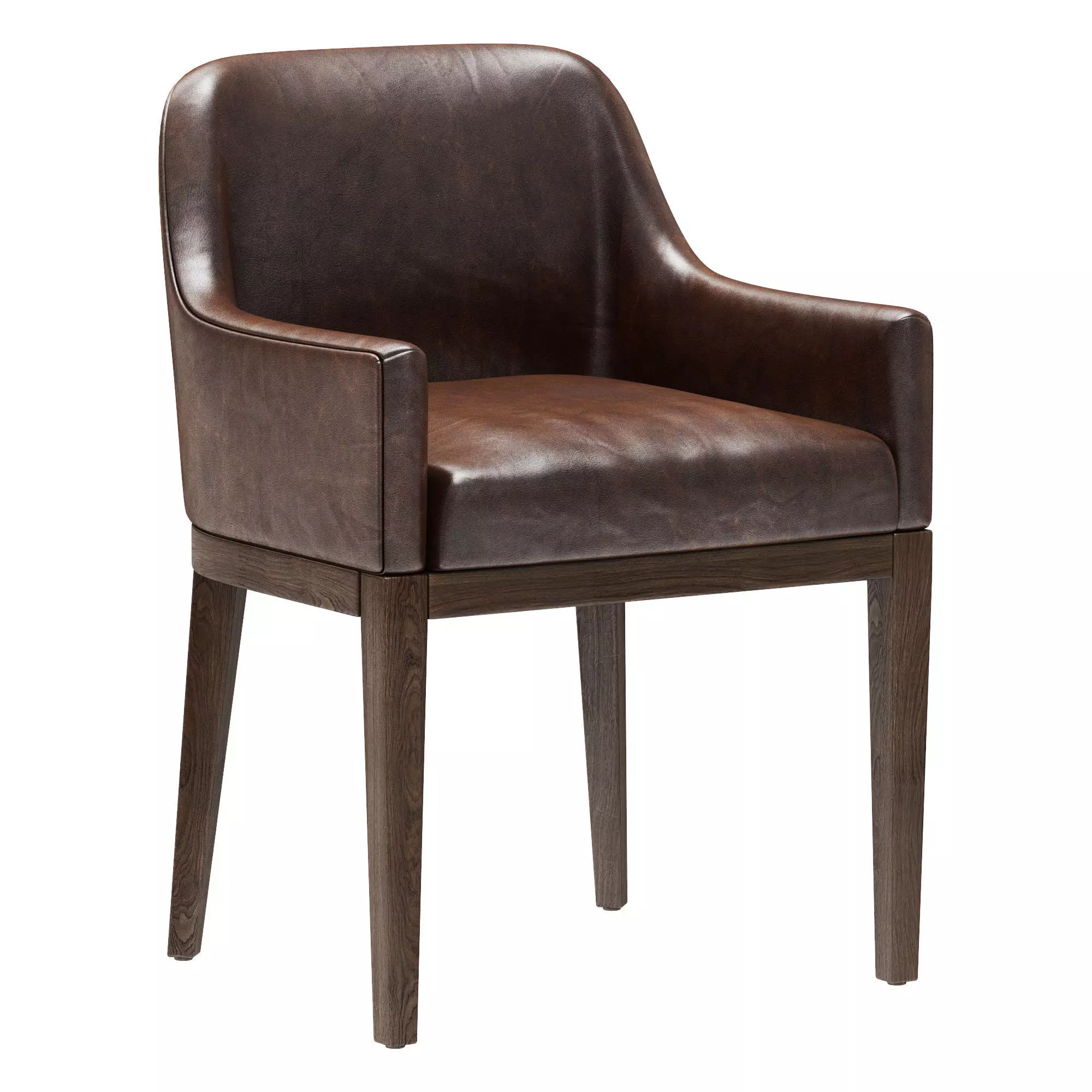 Restoration Hardware Morgan Curved-Back Track Leather Armchair 3D model_0