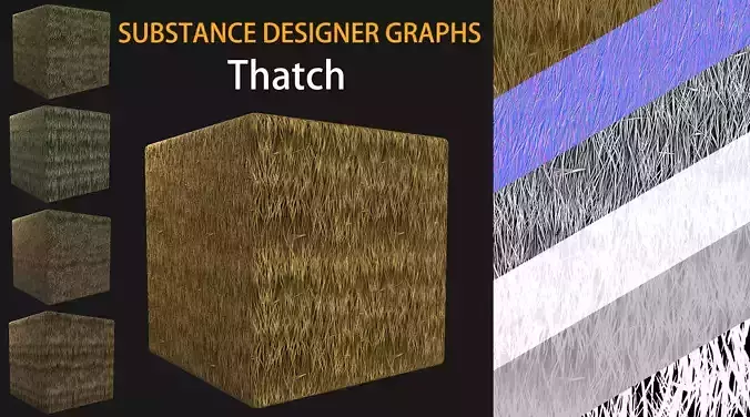 Substance Designer Graphs of Variable Thatch Set  Texture