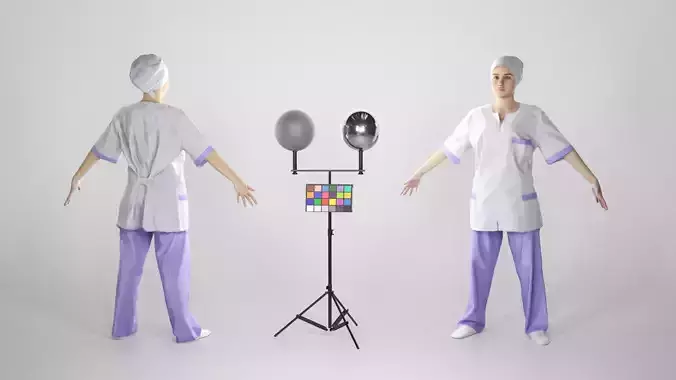 Young surgical doctor female in A-pose ready for rigging 176