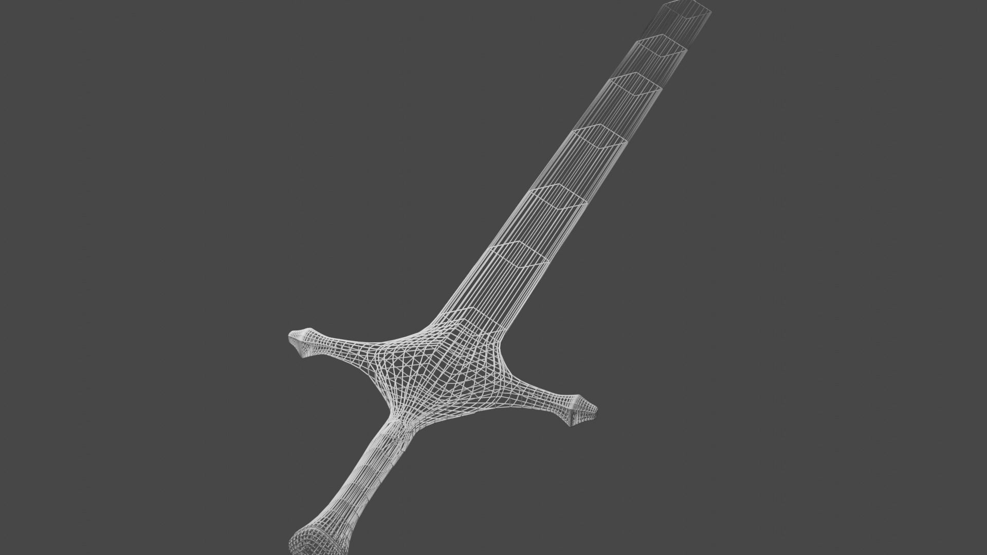 Elegant Dark Steel Sword Low-poly 3D model_2