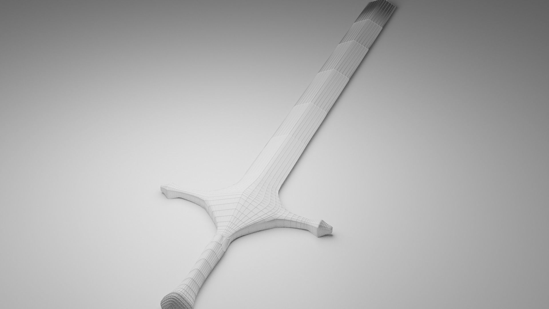 Elegant Dark Steel Sword Low-poly 3D model_1